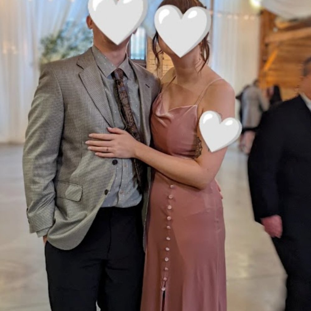 WORN, unaltered size 12 Velvet "Billie" Revelry bridesmaids gown in Blush